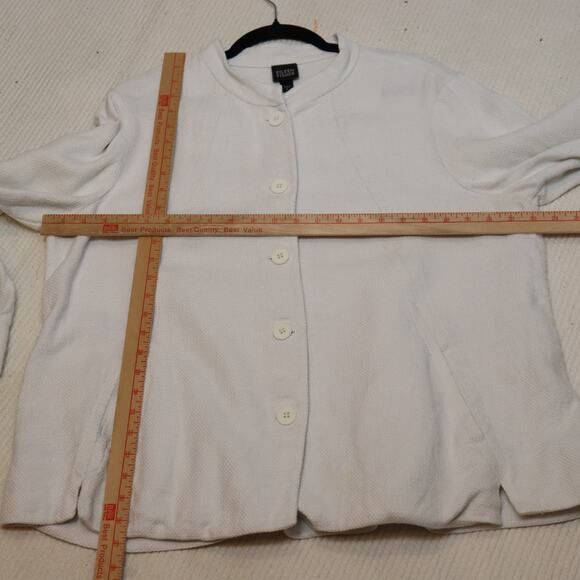 Eileen Fisher linen/Cotton button front relaxed fit blazer waffle weave size XL - Picture 3 of 7